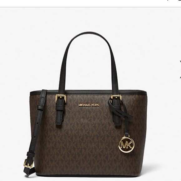 MICHAEL KORS 
Jet Set Travel Extra-Small Logo Top-Zip Tote Bag
BROWN/Back 
NWT - Picture 9 of 16